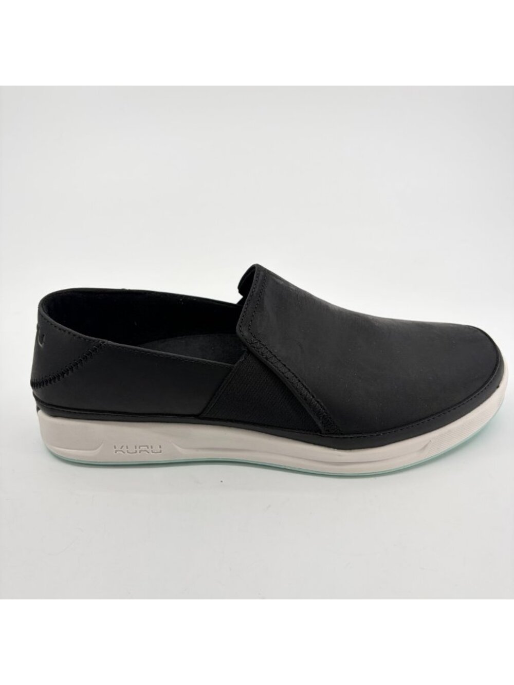 Kuru Roam Atla Womens Size 9.5 Black White Casual Walking Leather Slip-On Shoes